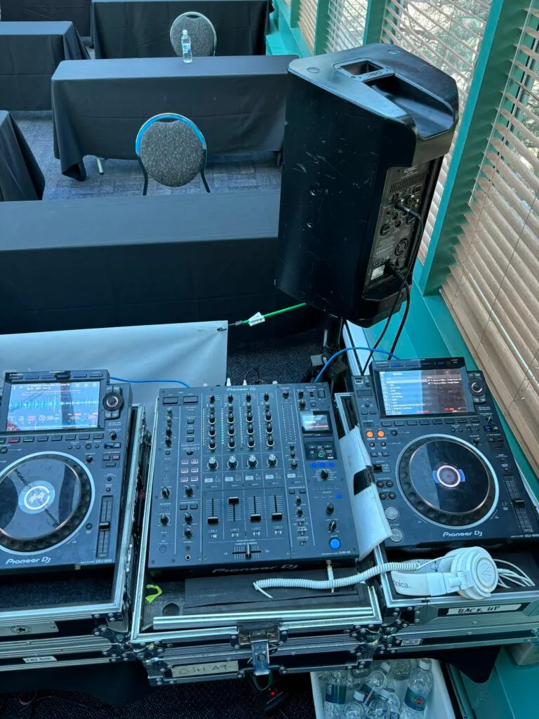 Pioneer CDJ-3000 professional DJ media players in a club setup.