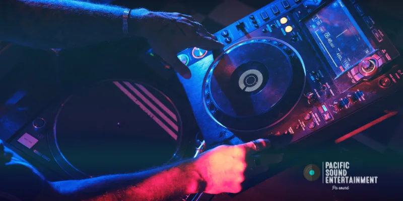 Close-up of Rekordbox interface on a laptop connected to Pioneer CDJ setup.