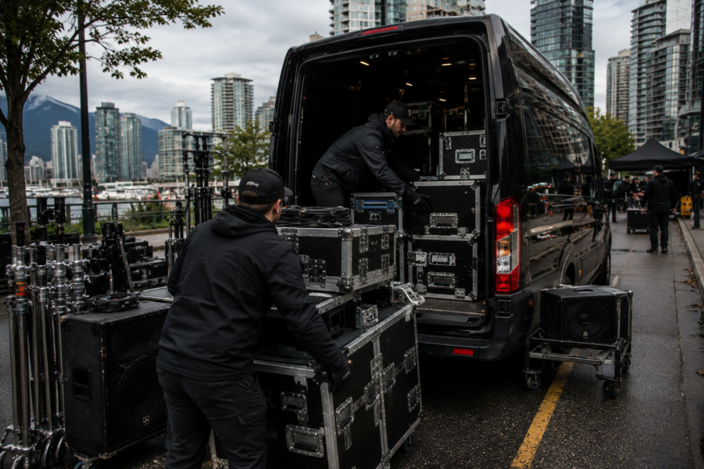 Vancouver film equipment transport cargo van production logistics
